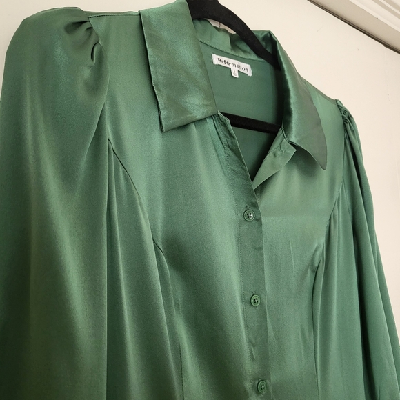 Reformation Catalina Silk Long Sleeve Midi Dress Green 6 - Picture 4 of 15